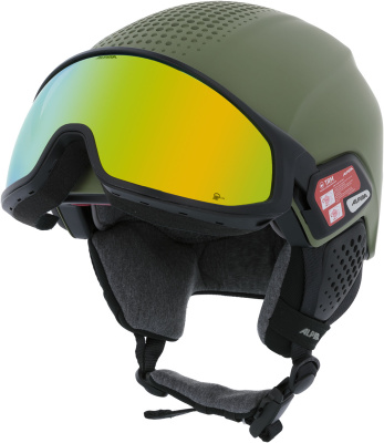 Горнолыжный шлем с визором Alpina Alto Q-Lite Black Matt  (Gold Mirror) от магазина Адреналин